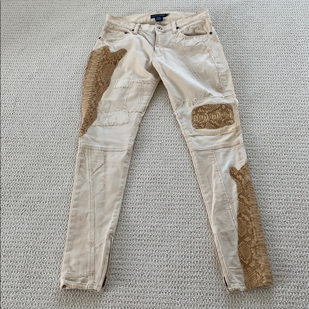 Ralph Lauren blue label cream distressed jeans